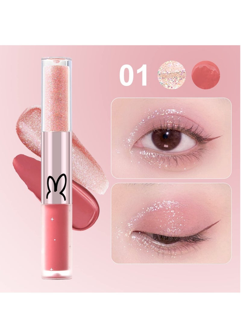 3Pcs Liquid Glitter Matte Eyeshadow  Liquid Glitter Eyeliner and Matte Cream Eyeshadow 2 in 1 Quick Drying Easy to Apply Long Lasting Shimmer Matte Eyeshadow Eye Makeup