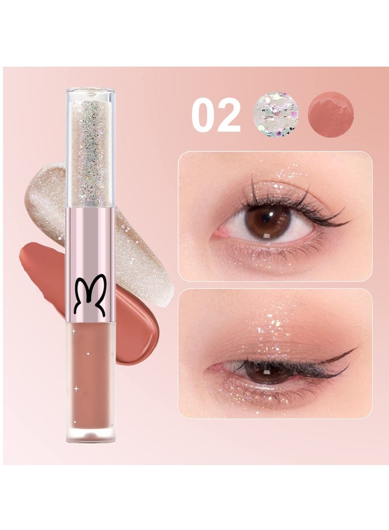 3Pcs Liquid Glitter Matte Eyeshadow  Liquid Glitter Eyeliner and Matte Cream Eyeshadow 2 in 1 Quick Drying Easy to Apply Long Lasting Shimmer Matte Eyeshadow Eye Makeup