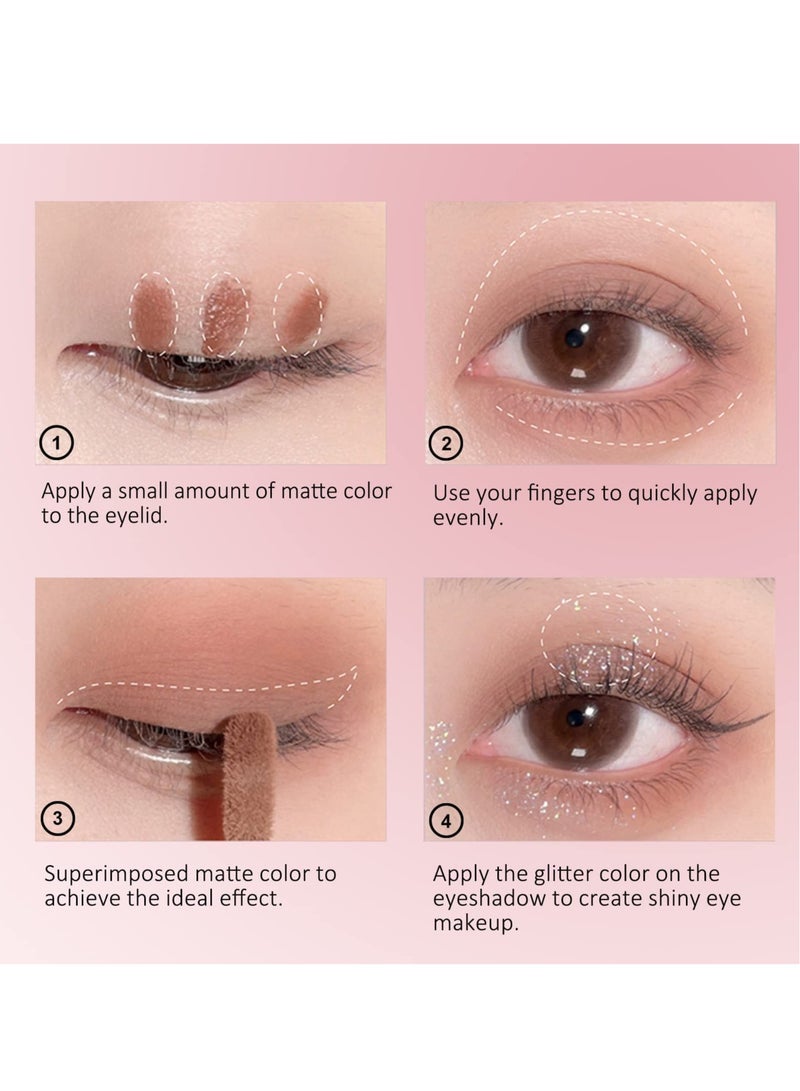 3Pcs Liquid Glitter Matte Eyeshadow  Liquid Glitter Eyeliner and Matte Cream Eyeshadow 2 in 1 Quick Drying Easy to Apply Long Lasting Shimmer Matte Eyeshadow Eye Makeup