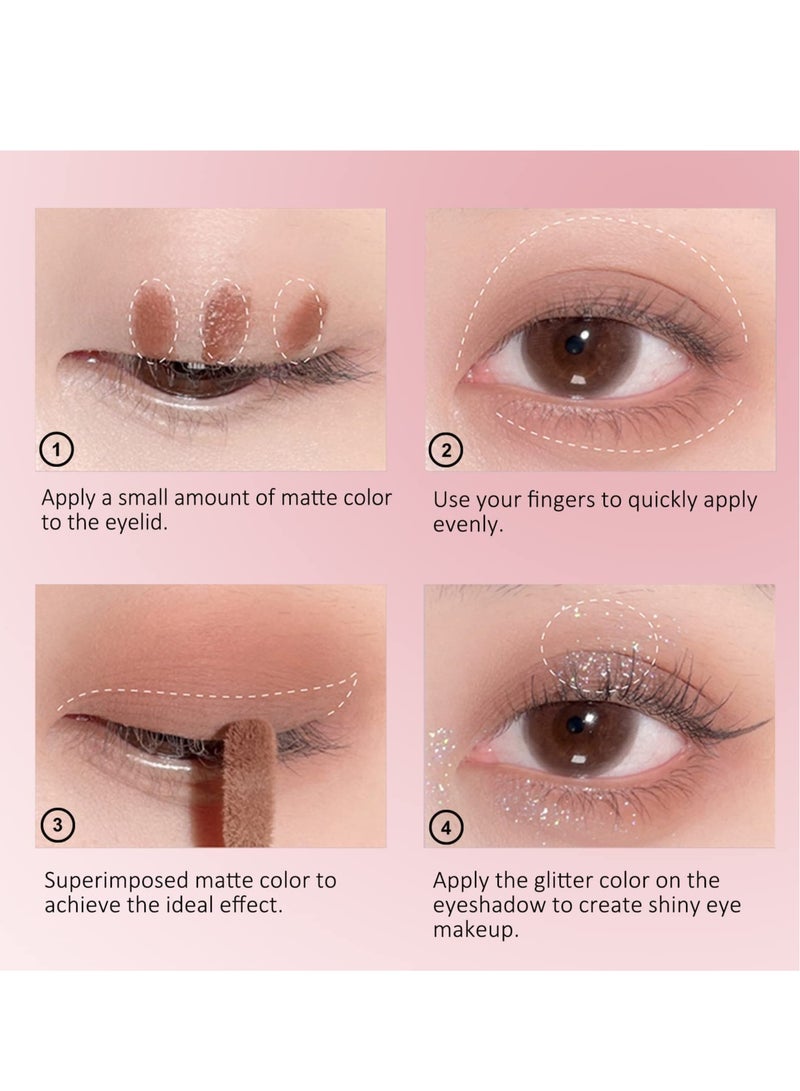 3Pcs Liquid Glitter Matte Eyeshadow  Liquid Glitter Eyeliner and Matte Cream Eyeshadow 2 in 1 Quick Drying Easy to Apply Long Lasting Shimmer Matte Eyeshadow Eye Makeup