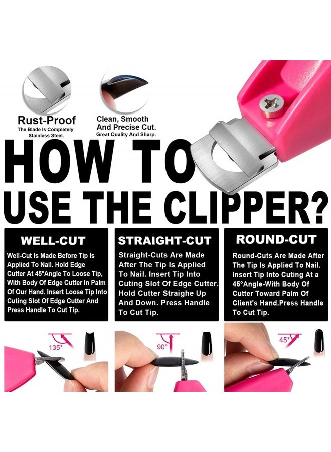 Pink Adjustable Artificial Acrylic Fake Nail False Nail Tip Clipper Cutter Trimmer Manicure Pedicure Sharp Blade Clip Tool for Salon Home Nail Art Beauty Design DIY