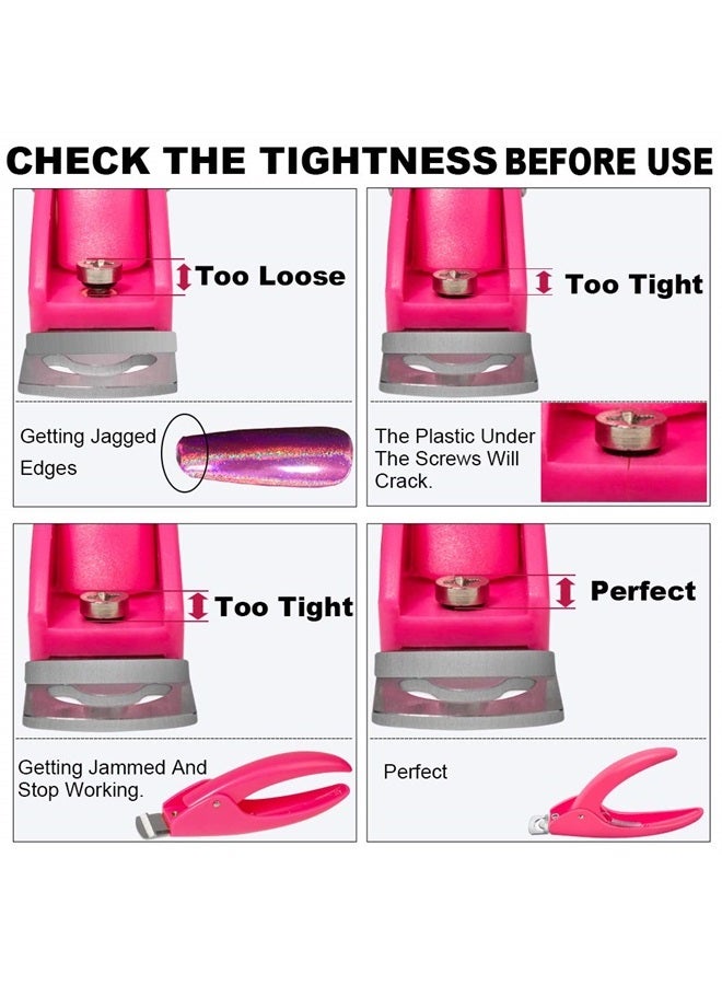 Pink Adjustable Artificial Acrylic Fake Nail False Nail Tip Clipper Cutter Trimmer Manicure Pedicure Sharp Blade Clip Tool for Salon Home Nail Art Beauty Design DIY