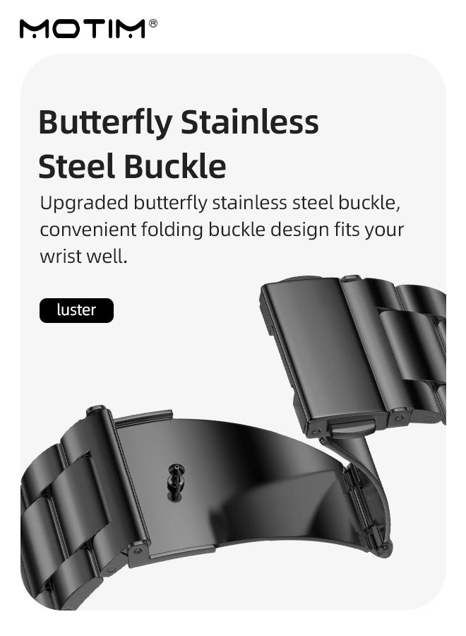 Classic Metal iWatch Band with Case Compatible Apple Watch Straps 42/44/45/46/49mm, Watch Replacement Strap for Apple Watch Series 9/8/7/6/5/4/3/2/1/SE/SE2/Ultra/Ultra2