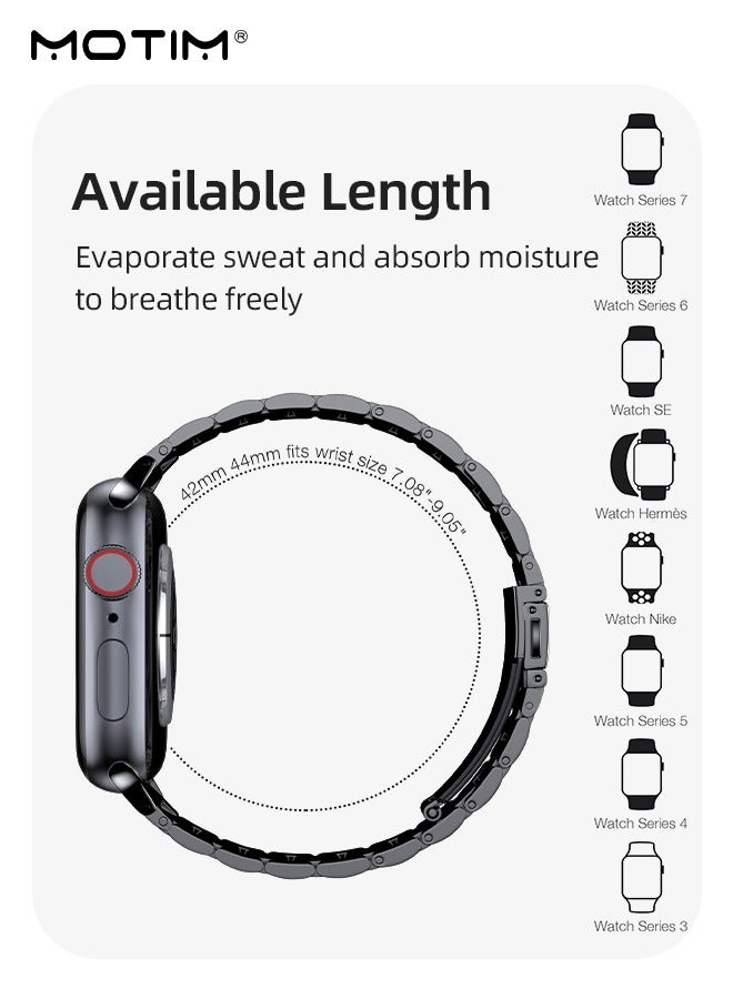 Classic Metal iWatch Band with Case Compatible Apple Watch Straps 42/44/45/46/49mm, Watch Replacement Strap for Apple Watch Series 9/8/7/6/5/4/3/2/1/SE/SE2/Ultra/Ultra2