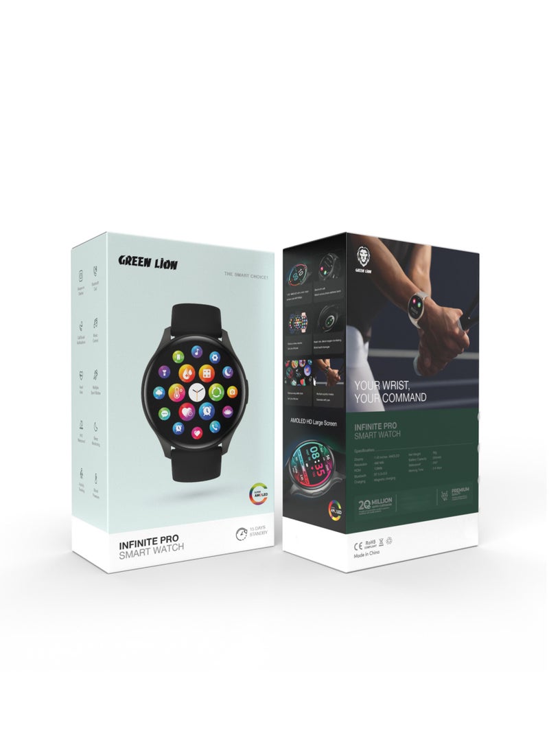 Infinite Pro Smart Watch with  Always-on Display and Multiple Sport Mode /  Bluetooth Call / Notifications / Music Control / Sleep Monitoring / Heart Rate Monitor - Black