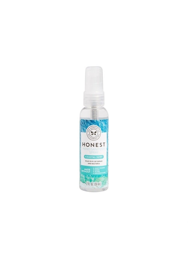 Plant-Based Hand Sanitizer Spray | Kills 99.9% of Germs | Hypoallergenic, Quick-drying + Moisturizing | Coastal Surf, 2 fl oz