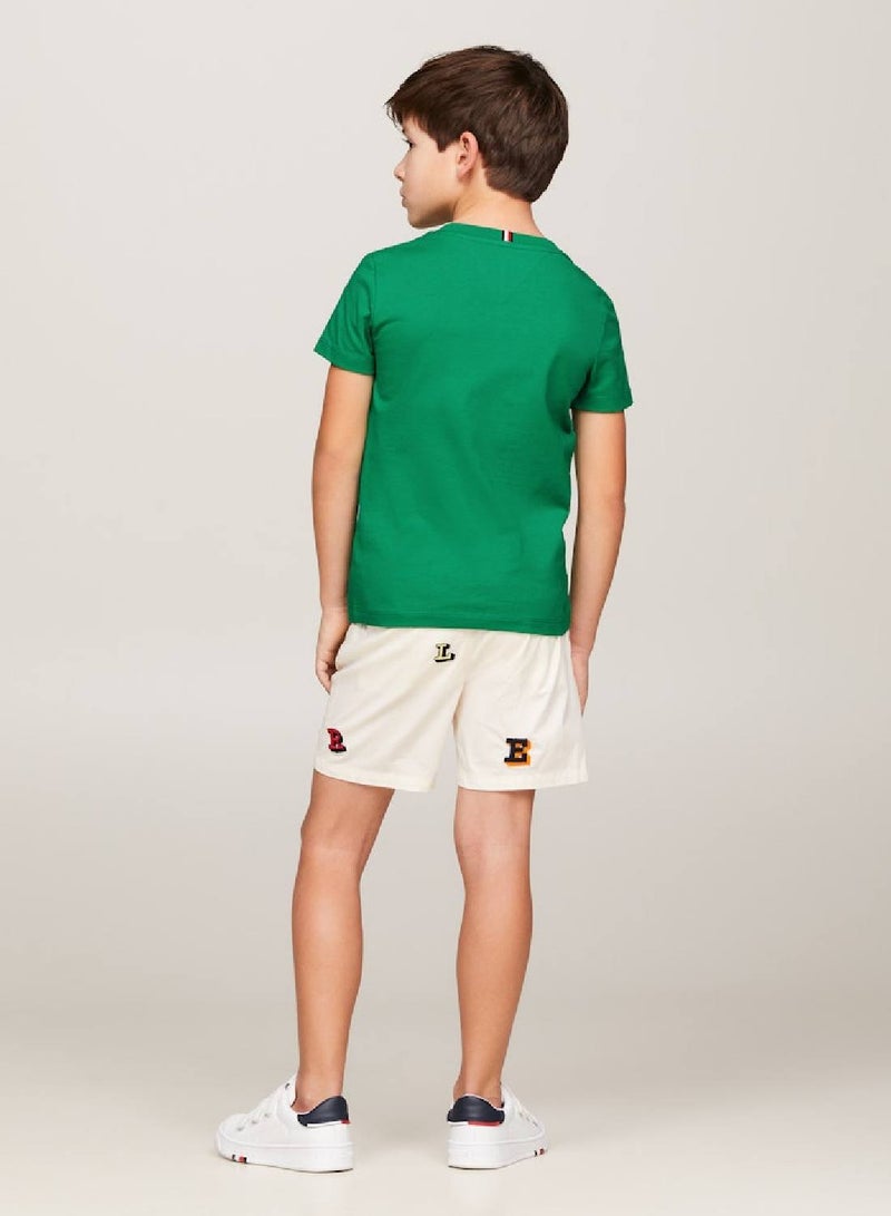 Boys' Th Monogram Multicolour Embroidery T-Shirt -  Pure cotton, Green