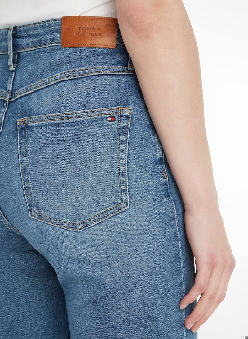 Classics Melany Mid Rise Fitted Straight Jeans denim