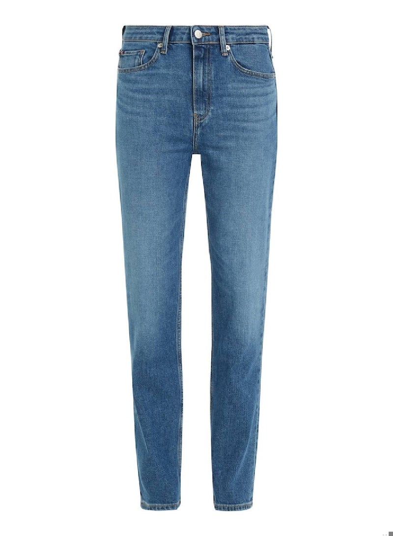 Classics Melany Mid Rise Fitted Straight Jeans denim