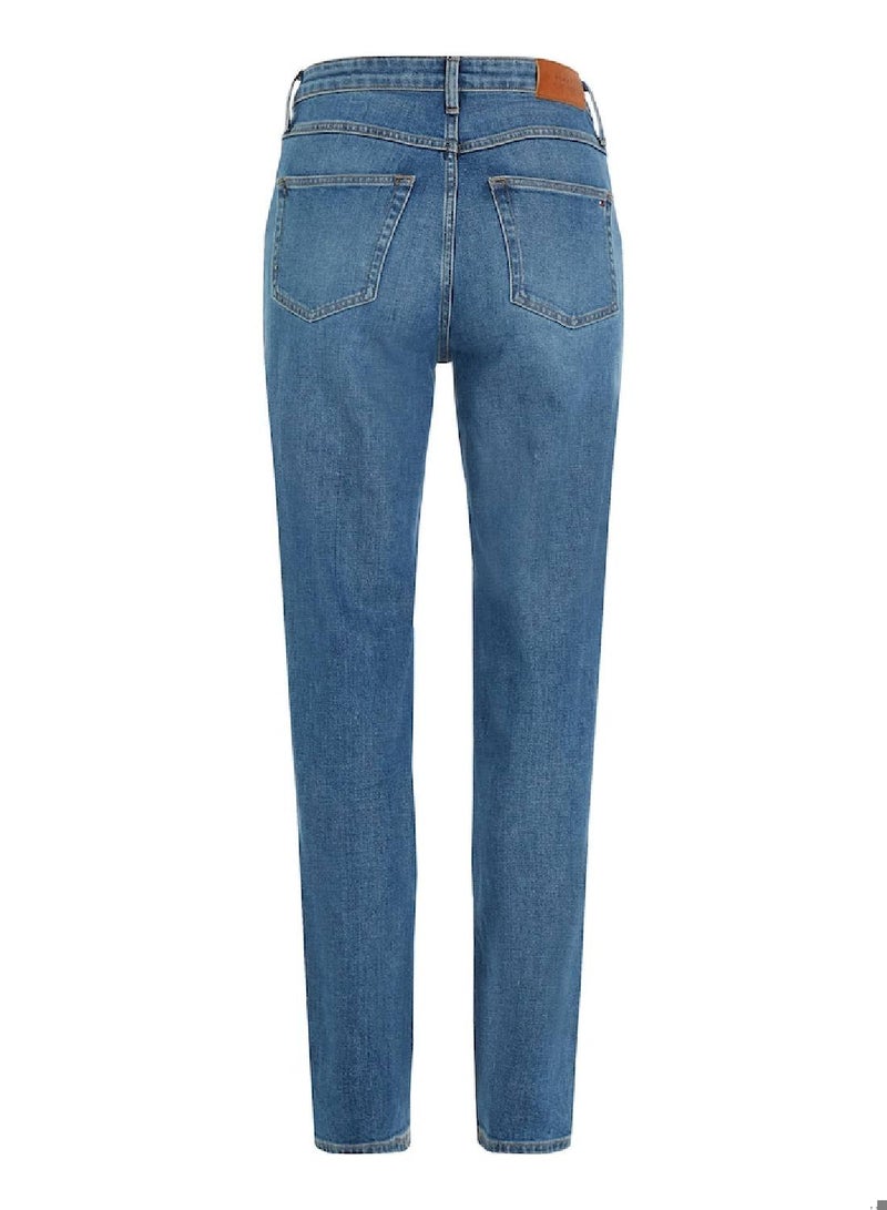 Classics Melany Mid Rise Fitted Straight Jeans denim