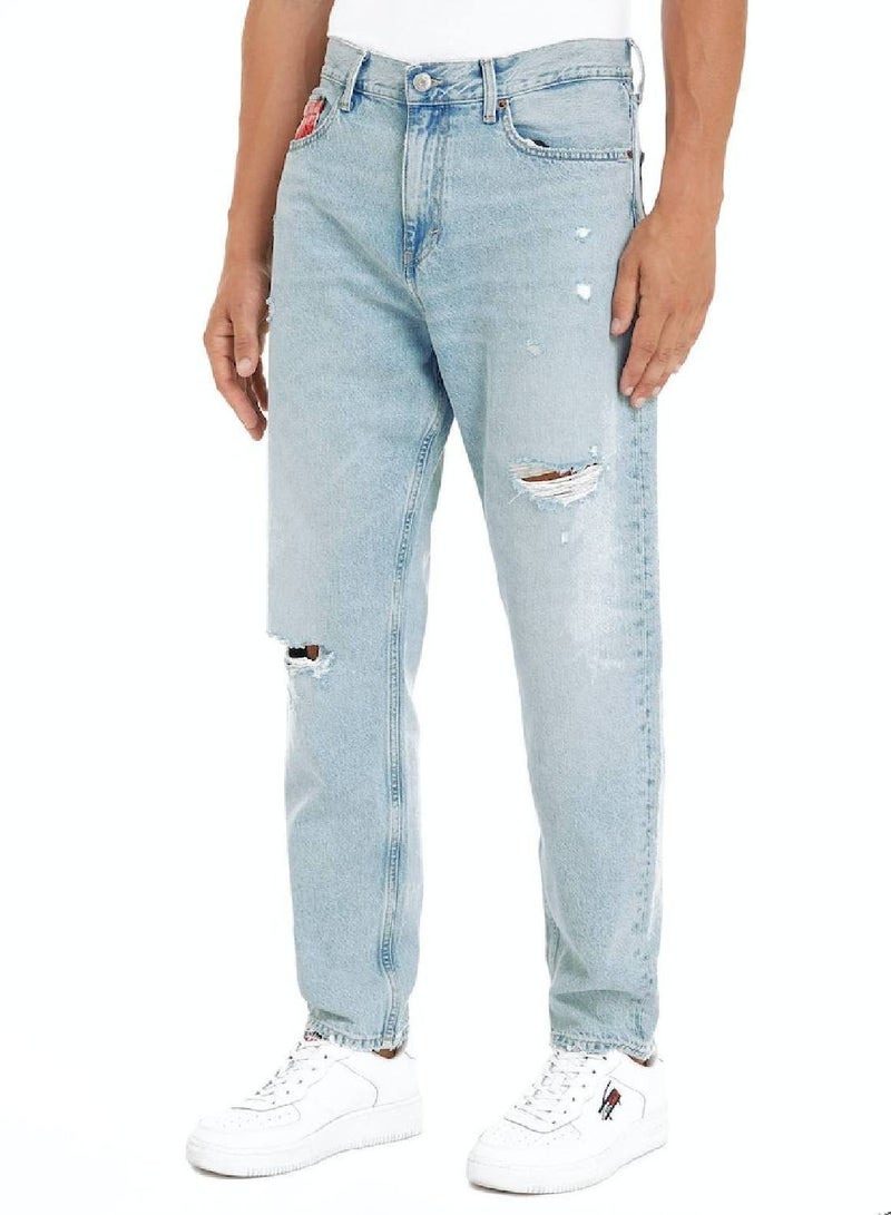 Men's Isaac Archive Relaxed Tapered Distressed Jeans -  Rigid denim, Light Blue