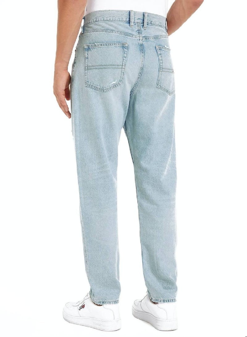 Men's Isaac Archive Relaxed Tapered Distressed Jeans -  Rigid denim, Light Blue
