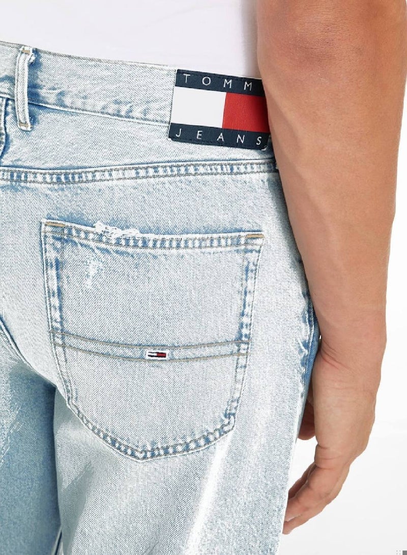 Men's Isaac Archive Relaxed Tapered Distressed Jeans -  Rigid denim, Light Blue