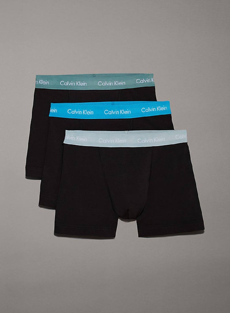 Men's 3 Pack Trunks - Cotton Stretch -  cotton elastane blend, Multicolor