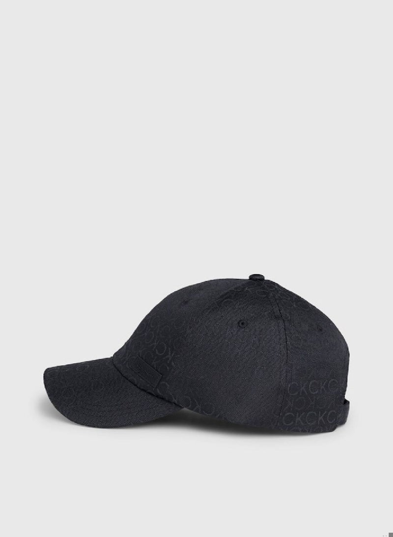 Men's Logo Jacquard Cap -  all-over logo jacquard recycled polyester, Black