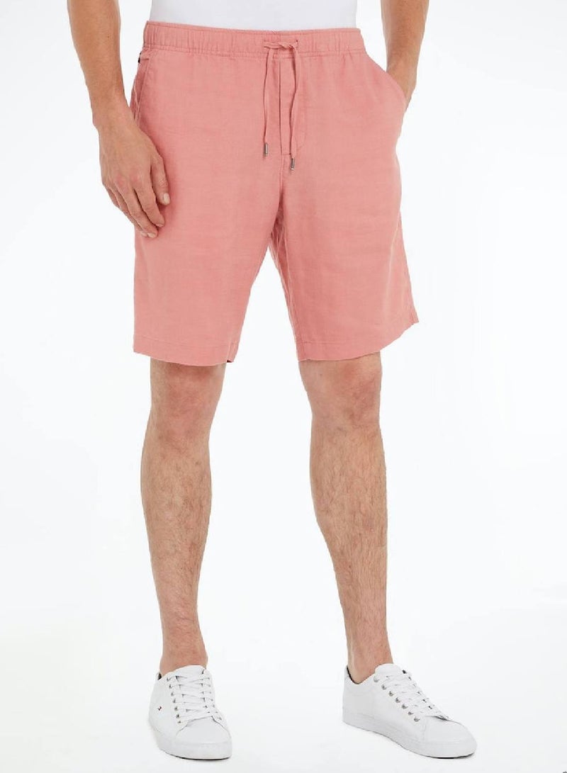 Men's Harlem Drawstring Skinny Fit Chino Shorts -  Linen blend, Pink