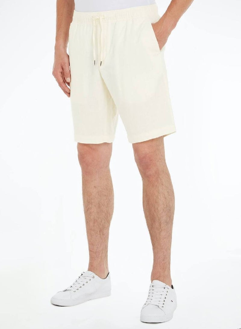 Men's Harlem Drawstring Skinny Fit Chino Shorts -  Linen blend, Beige