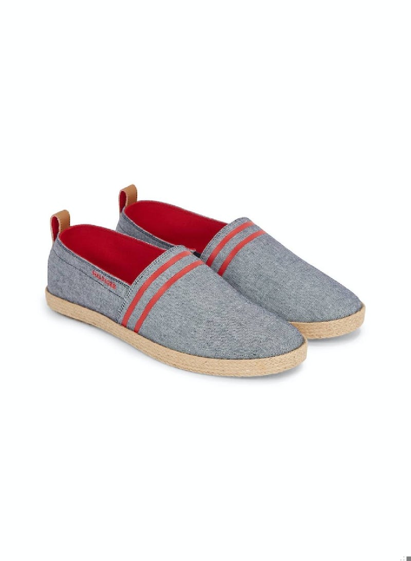 Men's Linen Chambray Stripe Espadrilles -  Linen upper, Blue