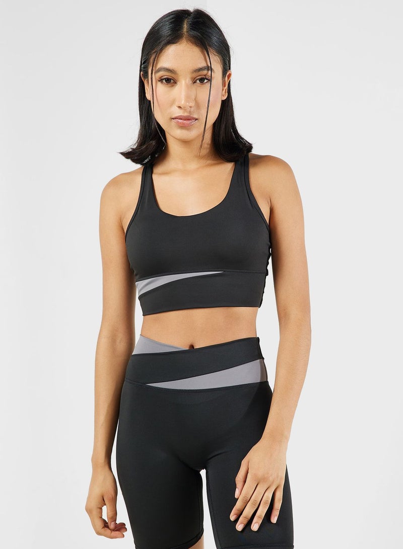 Contrast Trim Sports Bra & Biker Short Set