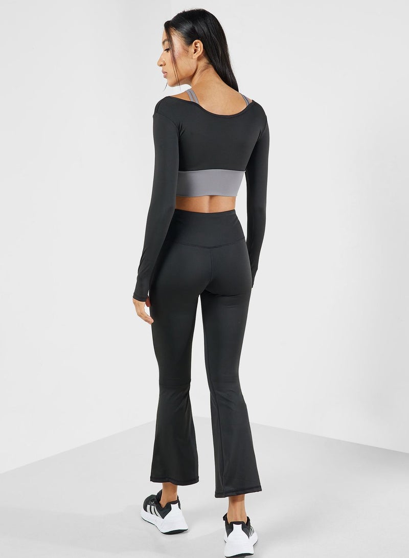 Layered T-Shirt & Flared Pants Set