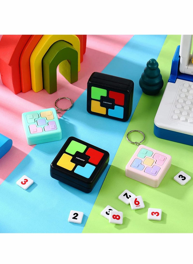 4 Pcs Memory Game Toys Fun Games for Boys Girls Memory Training Puzzle Toy Electronics Handheld Games Flashing Cube Mini Games Keychains