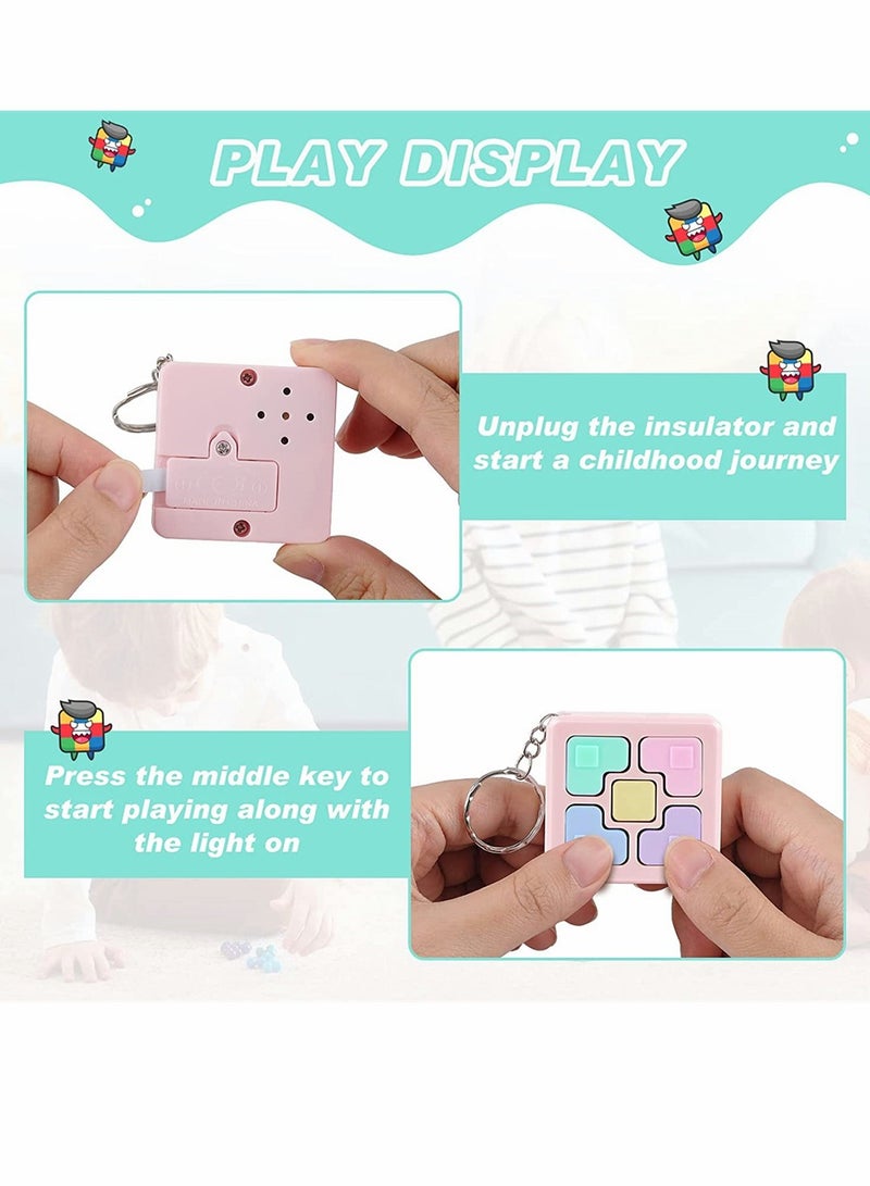 4 Pcs Memory Game Toys Fun Games for Boys Girls Memory Training Puzzle Toy Electronics Handheld Games Flashing Cube Mini Games Keychains