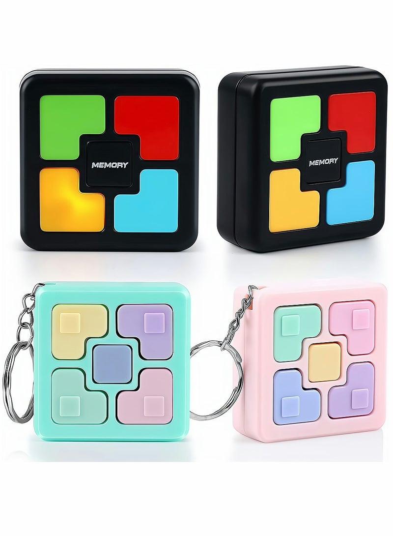 4 Pcs Memory Game Toys Fun Games for Boys Girls Memory Training Puzzle Toy Electronics Handheld Games Flashing Cube Mini Games Keychains