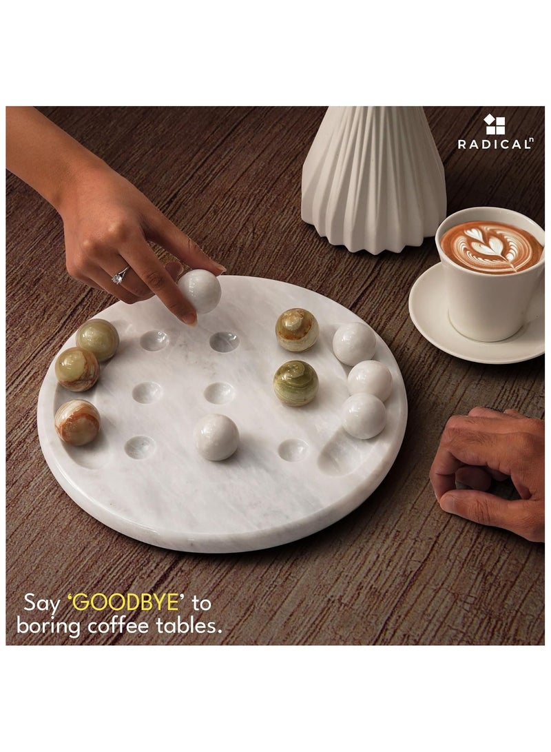 Marble Tic Tac Toe Game White & Green 10