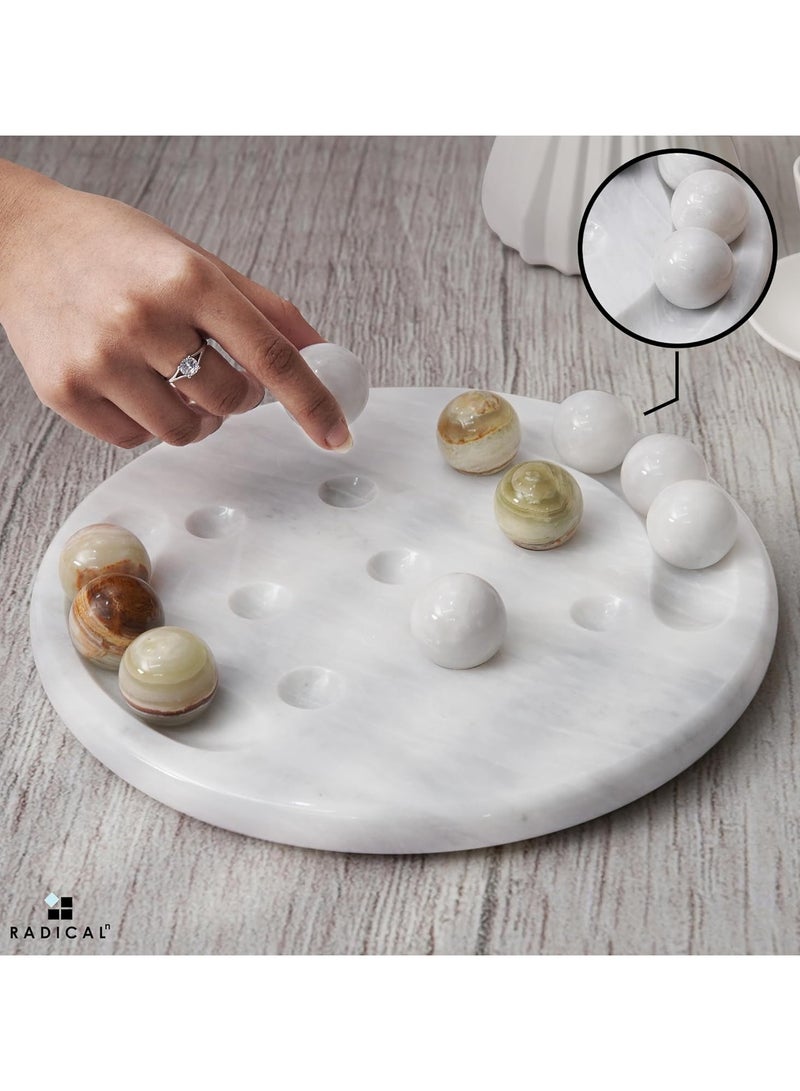 Marble Tic Tac Toe Game White & Green 10