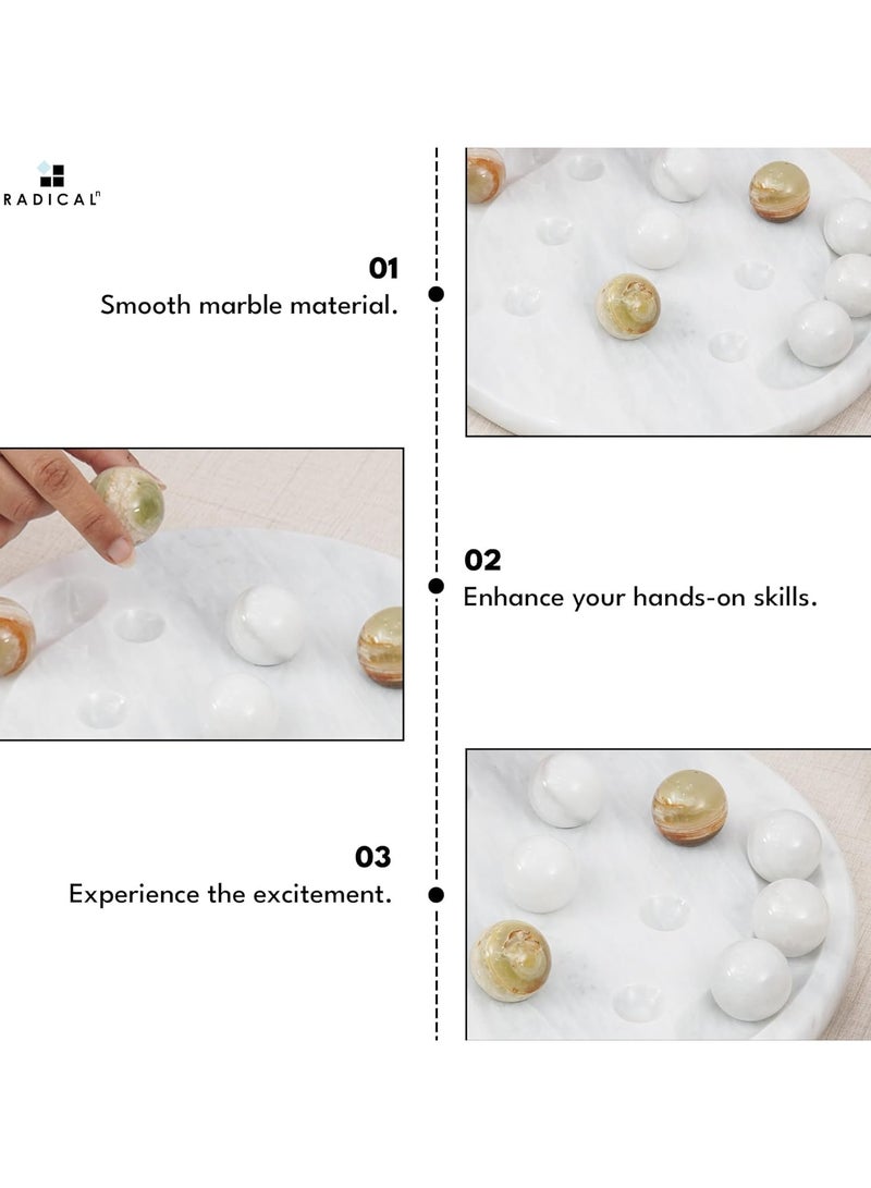 Marble Tic Tac Toe Game White & Green 10