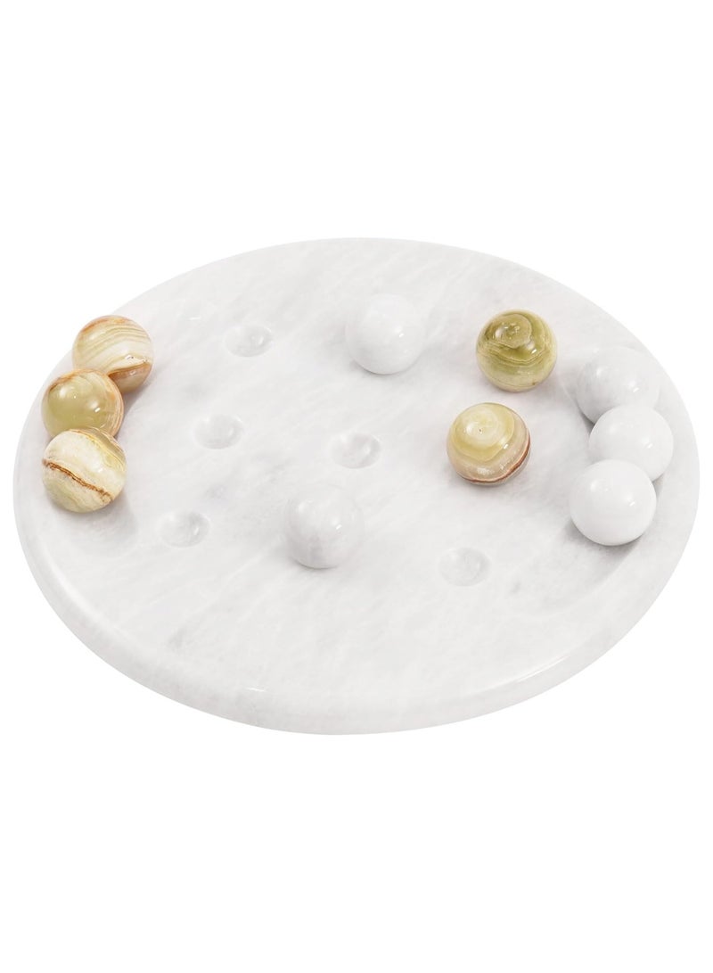 Marble Tic Tac Toe Game White & Green 10