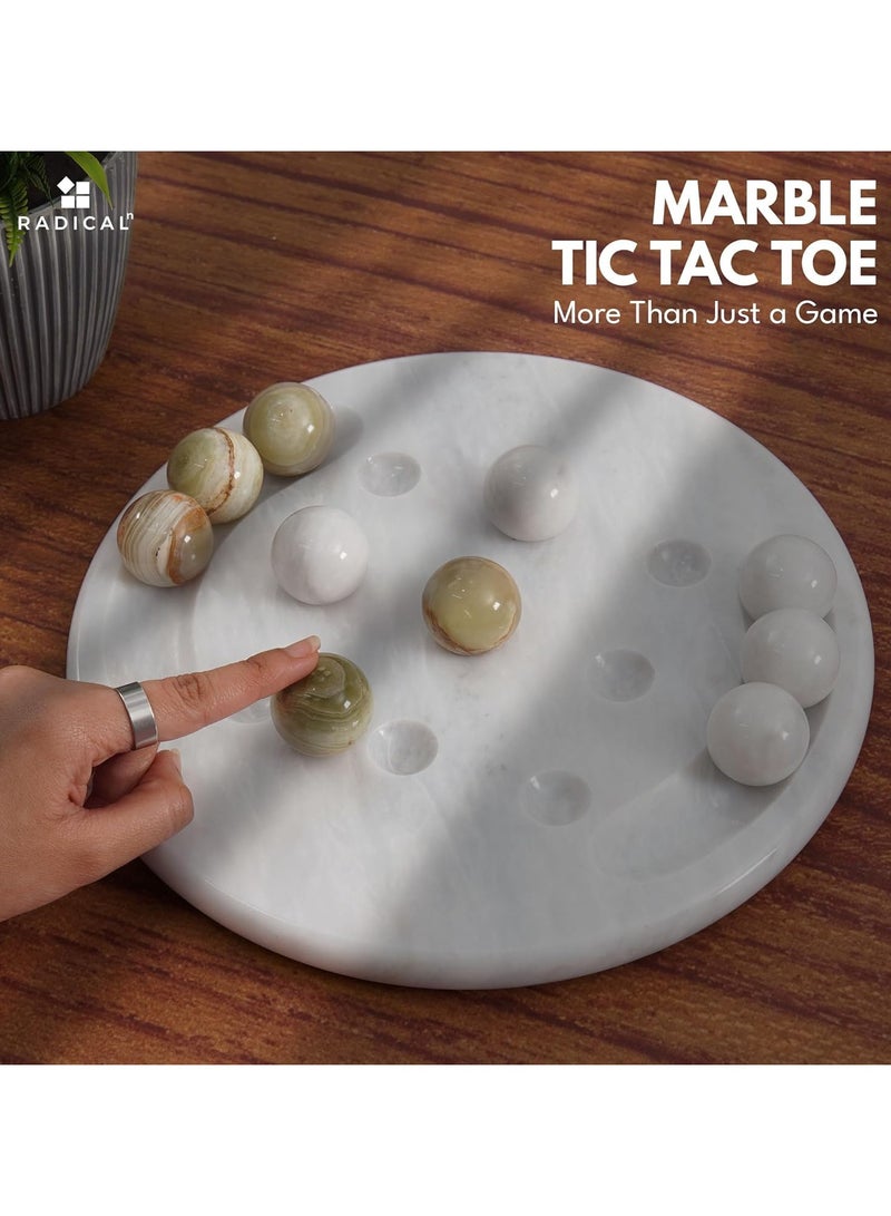 Marble Tic Tac Toe Game White & Green 10