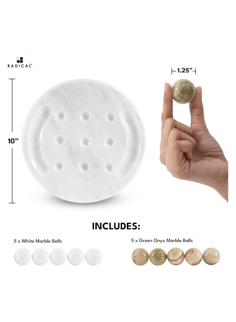 Marble Tic Tac Toe Game White & Green 10