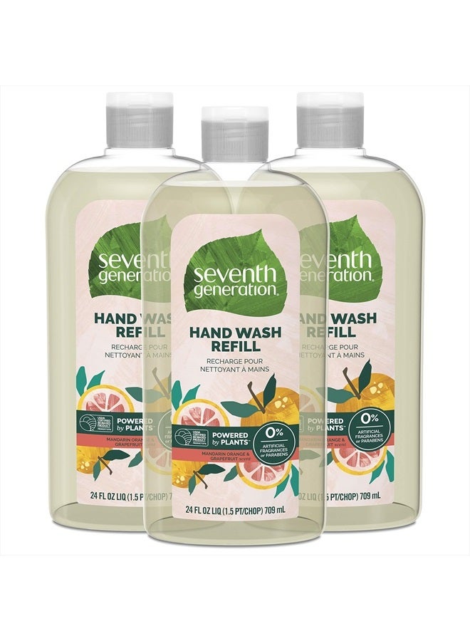 Hand Soap Refills Mandarin Orange & Grapefruit, Transparent, Mandarin Orange & Grapefruit REFILL, 24 Fl Oz, Pack of 3