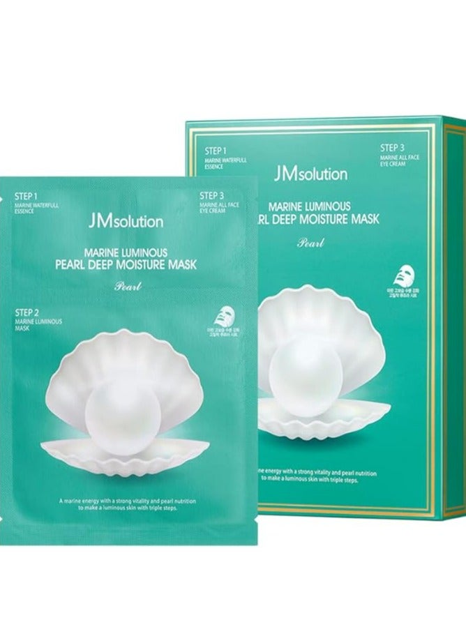 JM Solution Marine Luminous Pearl Deep Moisture 3 Step Mask - Pack of 10