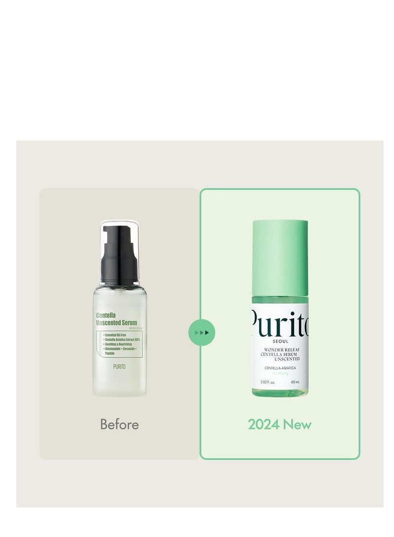 PURITO Centella Unscented Serum, Korean Centella, for All Skin Types, Ampoule, Soothing, Facial Serum for face, Korean Skin Care, 60ml 2fl.oz