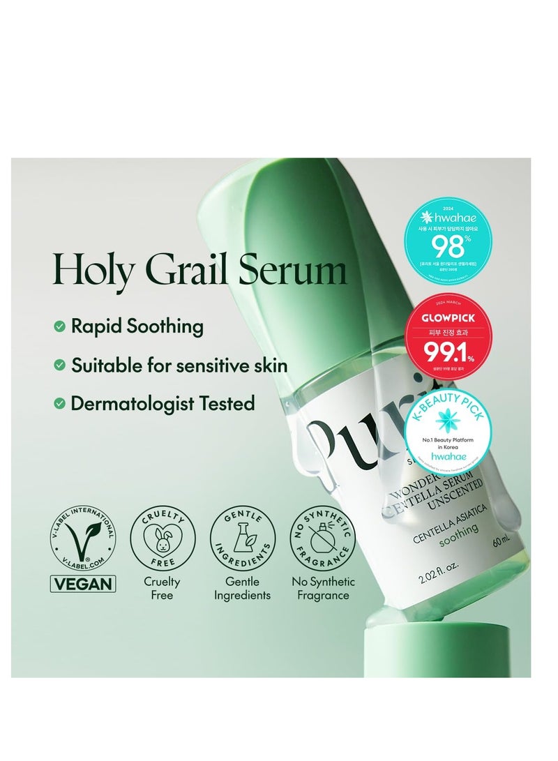 PURITO Centella Unscented Serum, Korean Centella, for All Skin Types, Ampoule, Soothing, Facial Serum for face, Korean Skin Care, 60ml 2fl.oz