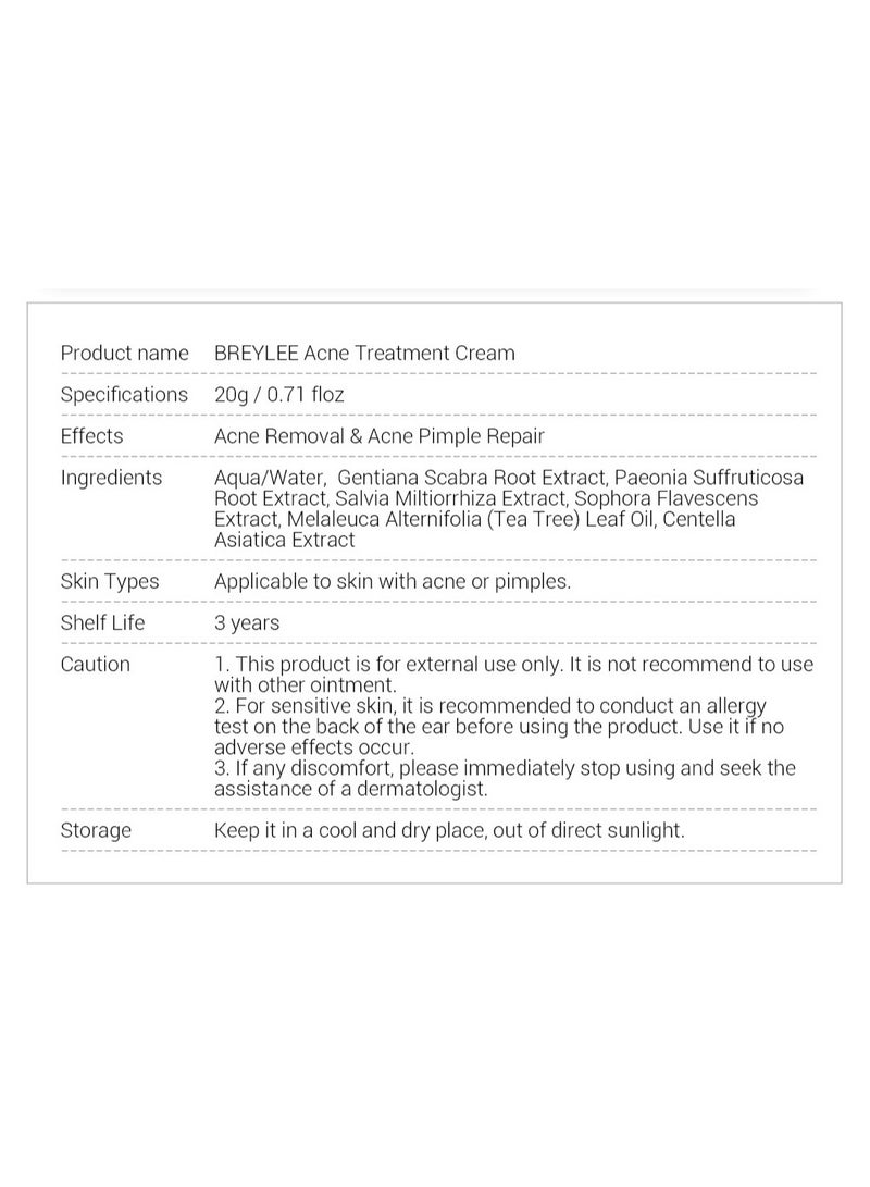 BREYLEE Tea Tree Acne Cream Moisturizing Acne Marks Essence Cream