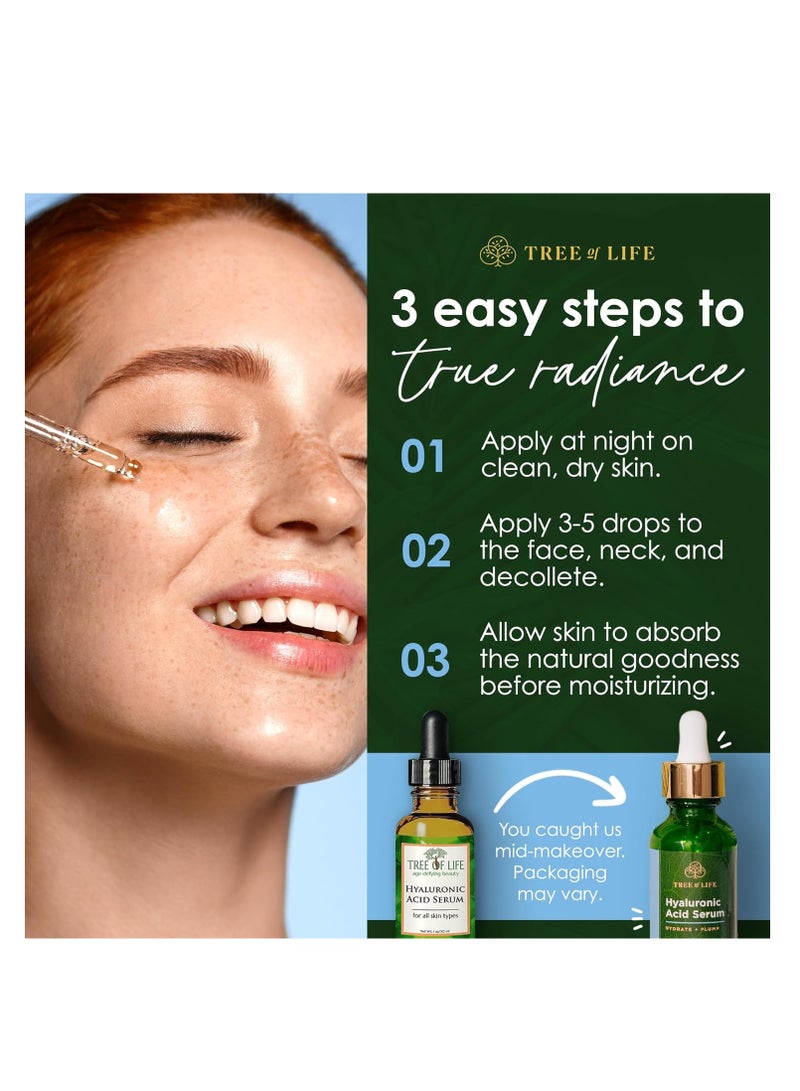 Tree of Life Facial Serum for Face, Brightening, Firming, Hydrating, Dry Skin, Dermatologist Tested - Hyaluronic Acid Serum