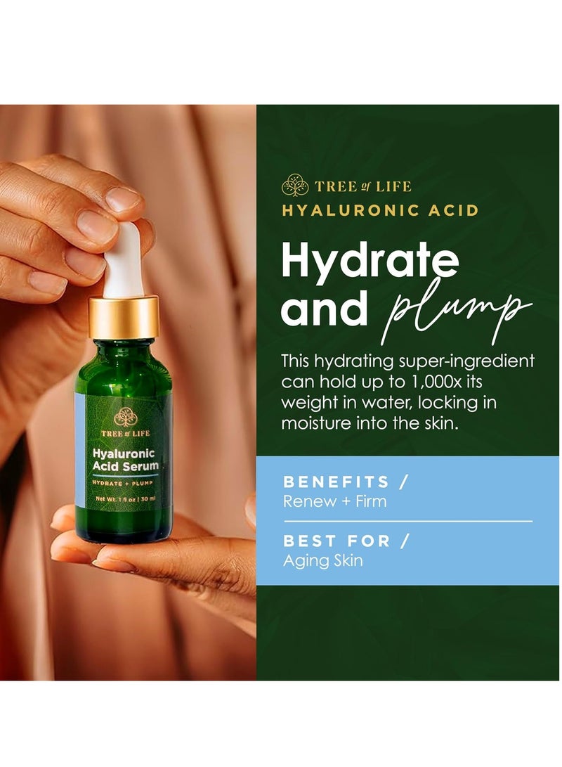 Tree of Life Facial Serum for Face, Brightening, Firming, Hydrating, Dry Skin, Dermatologist Tested - Hyaluronic Acid Serum