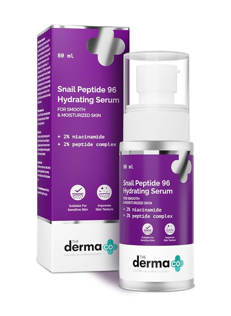 The Derma Co Snail Peptide 96 Hydrating Serum with Niacinamide and Peptide Complex for Smooth and Moisturized Skin Snail Mucin Serum  Dull Skin and  Fine Lines  Korean Skincare 80 ml