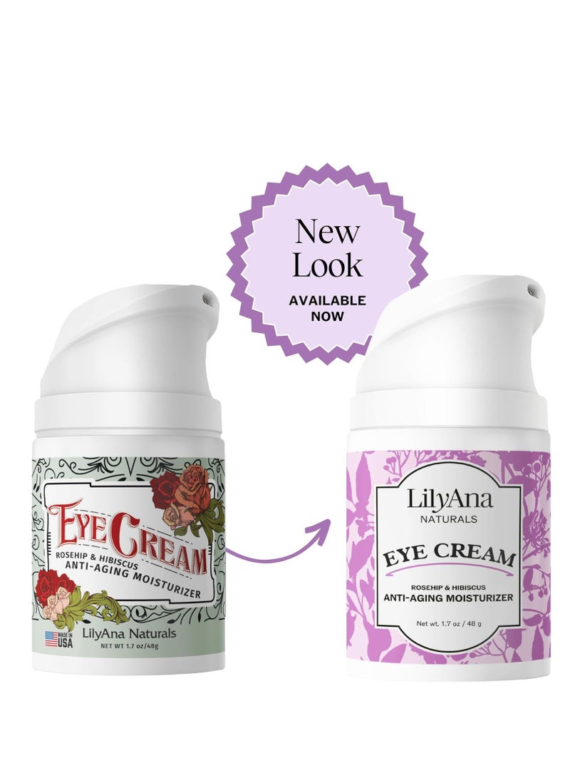 LilyAna Naturals Eye Cream for Dark Circles and Puffiness, Under Eye Cream for Wrinkles and Bags, Anti Aging Eye Cream helps Improve Dryness; for Sensitive Skin - 1.7 oz - Made in USA