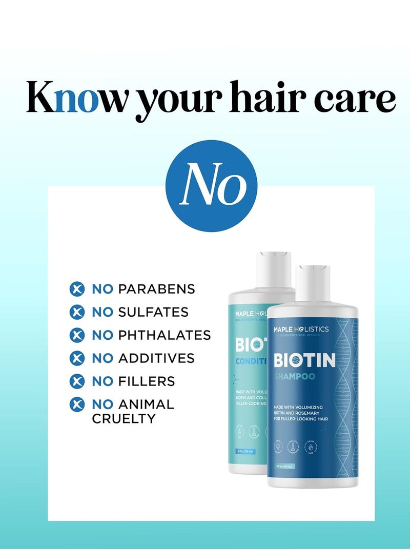 Volumizing Biotin Shampoo and Conditioner Set - Sulfate Free Shampoo and Conditioner for Dry Damaged Hair Care - Thinning Hair Shampoo and Conditioner with Nourishing Biotin and Rosemary Oil (8oz)