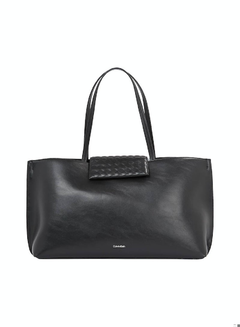 Women's Mini Quilted Handbag - Polyester, Black