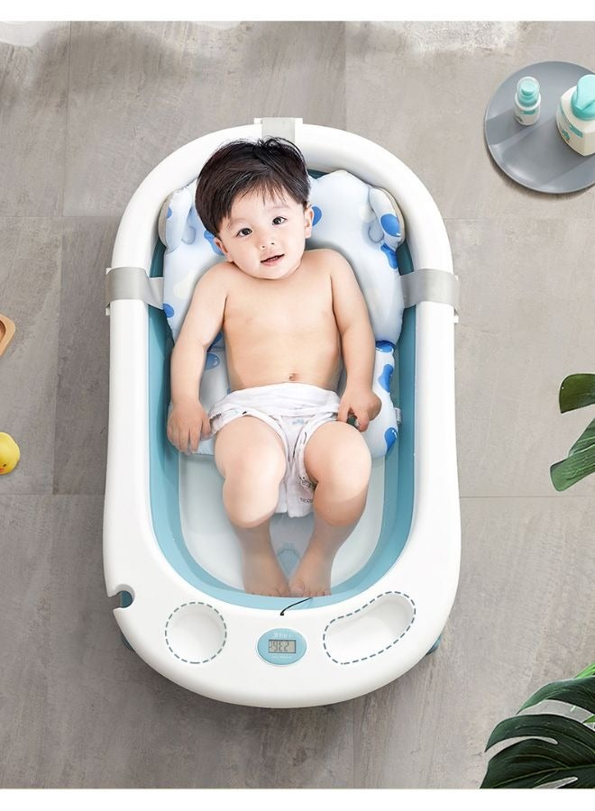 Baby Bathtub With Anti Slip Pads Temperature Monitor Bathing Tub Infant Shower Foldable Bath Tub for Kids Tub 0M+ Blue