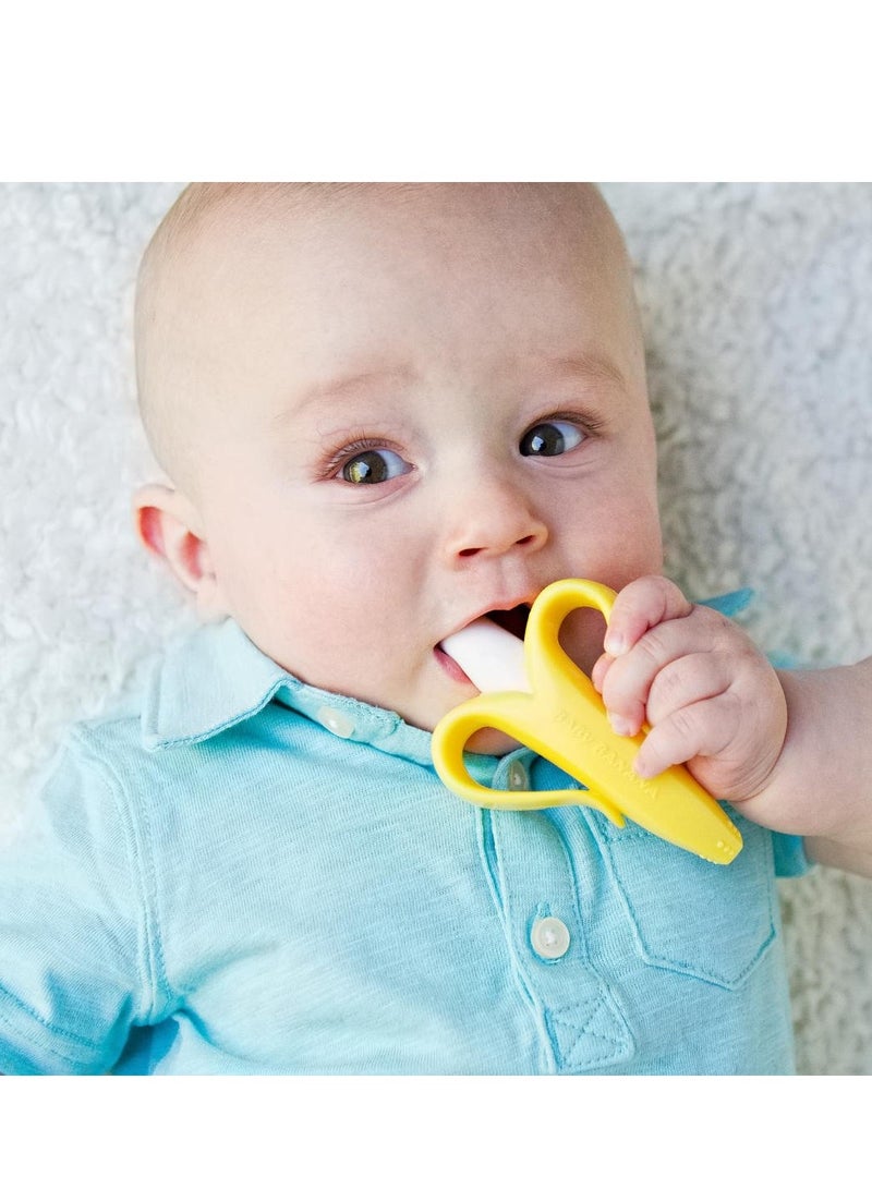 The Original Baby Banana Toothbrush Teether Toy, for Babies Infants Toddlers; USA Family-Owned Business; Teething Relief for Sore Gums, Massaging Soothing; Safest Food Grade Silicone