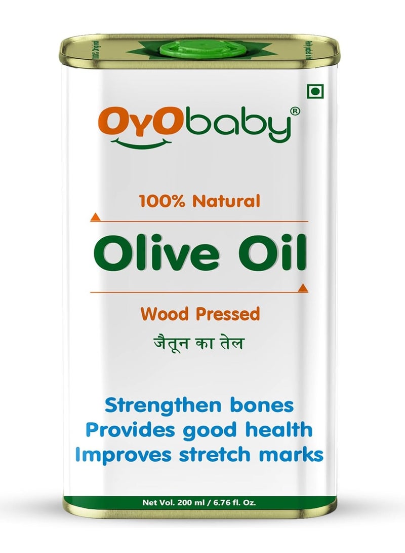 OYO BABY Oil for baby Massage and Hair Pure Oil  Wood Pressed Best for bone Developmemt and healthy muscles  Nourishes skin Olive Oil 200 ml