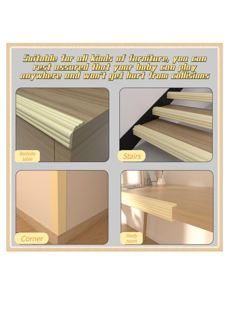 Table Anti-Collision Angle and Edge Protector, 2 Pack Baby Anti-Collision Edge Protector, Bed Ladder Pads Anti-Collision Strip, Thickened and Widened Anti-Collision Protection Strip, Beige