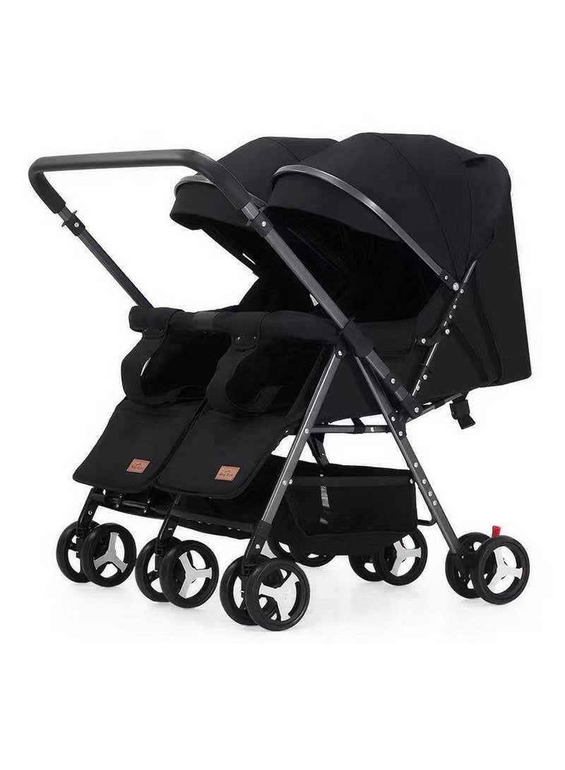 Twin Stroller,Side By Side Double Light Stroller, Easy Fold Travel Stroller With Storage Basket, From Birth To 24 Months