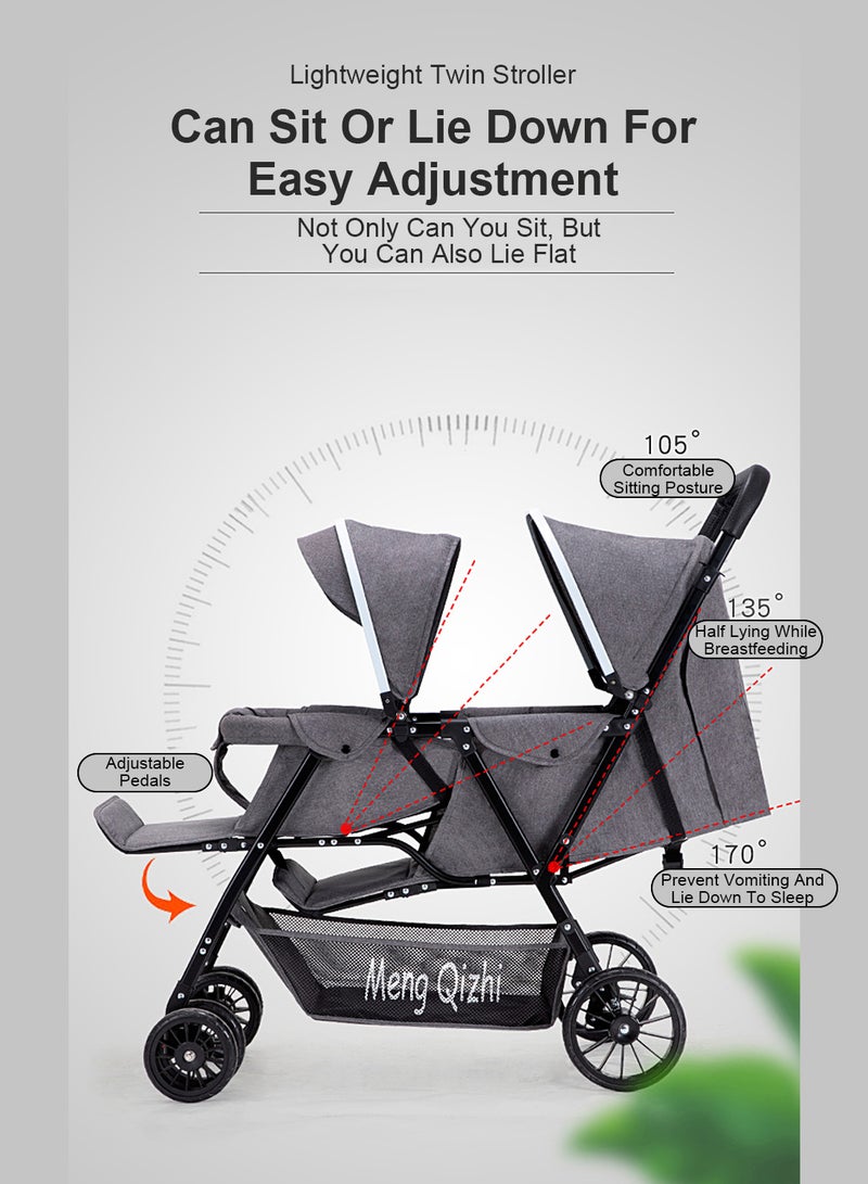 Multifunctional Twin Strollers, Lightweight Travel Stroller, Easy To Fold, Twin Double Strollers From Birth To 24 Months